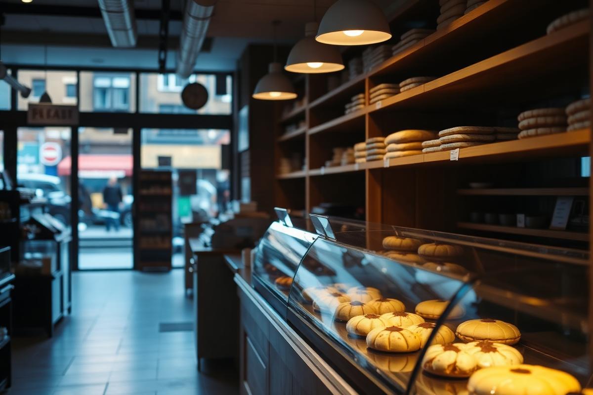 Counter of an independent bakery in a British market town